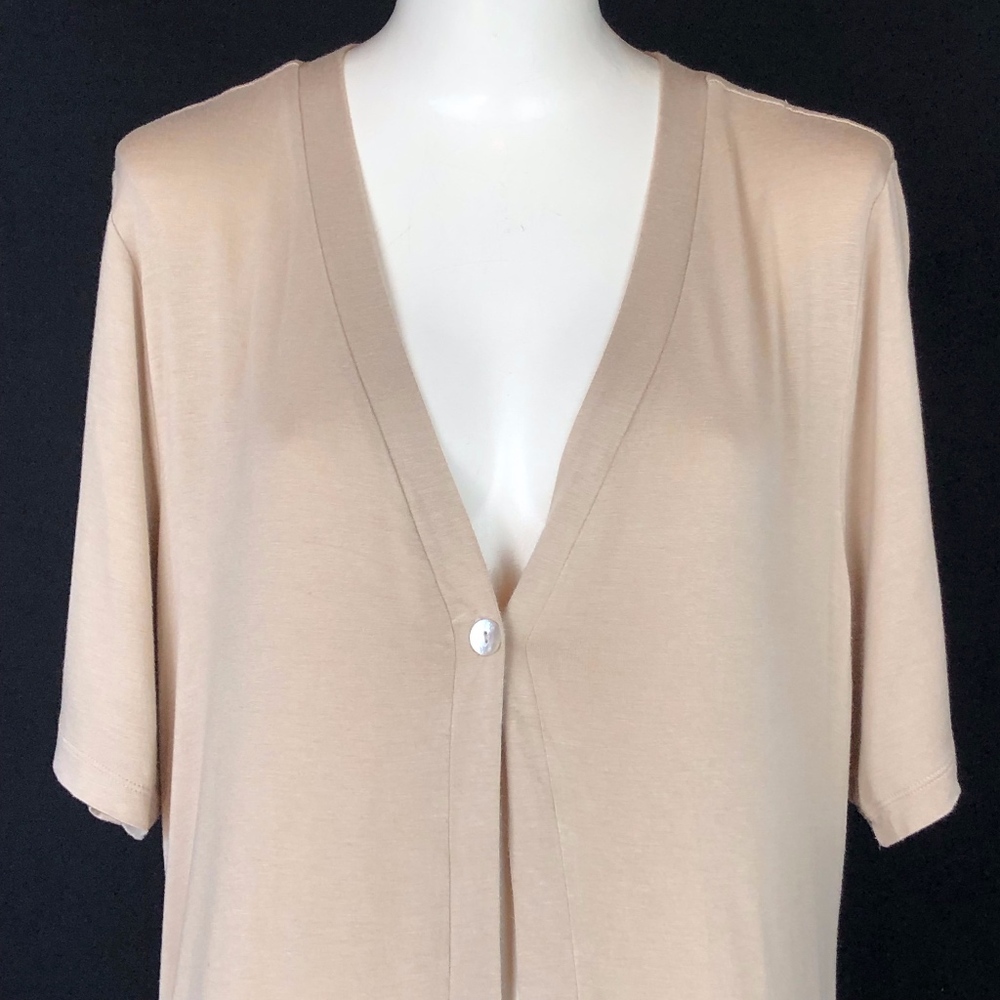 LOGO By Lori Goldstein Long Tan Cardigan